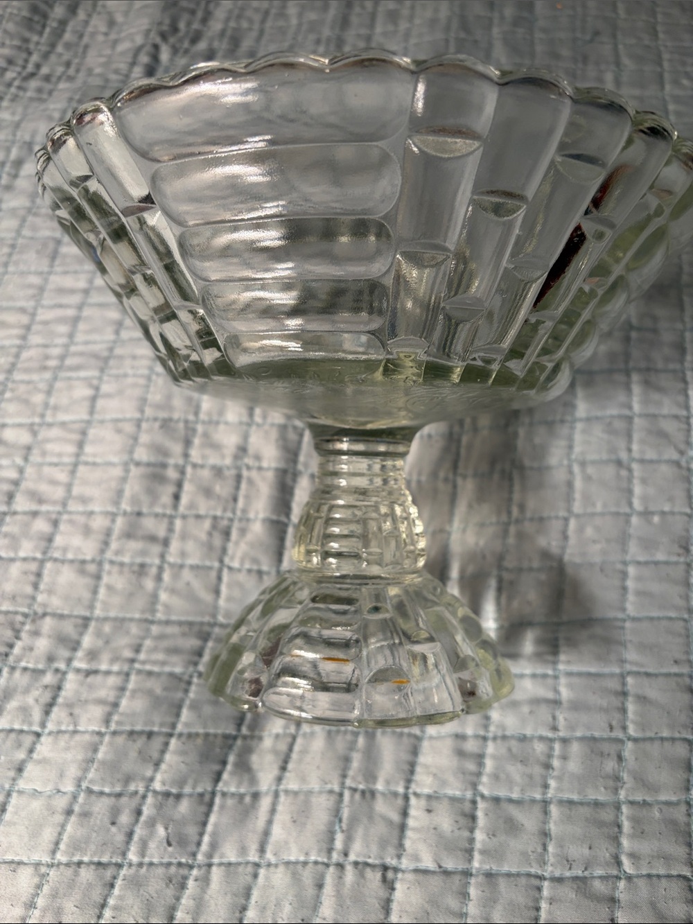 Vintage Clear Glass Compote Pedestal Vase